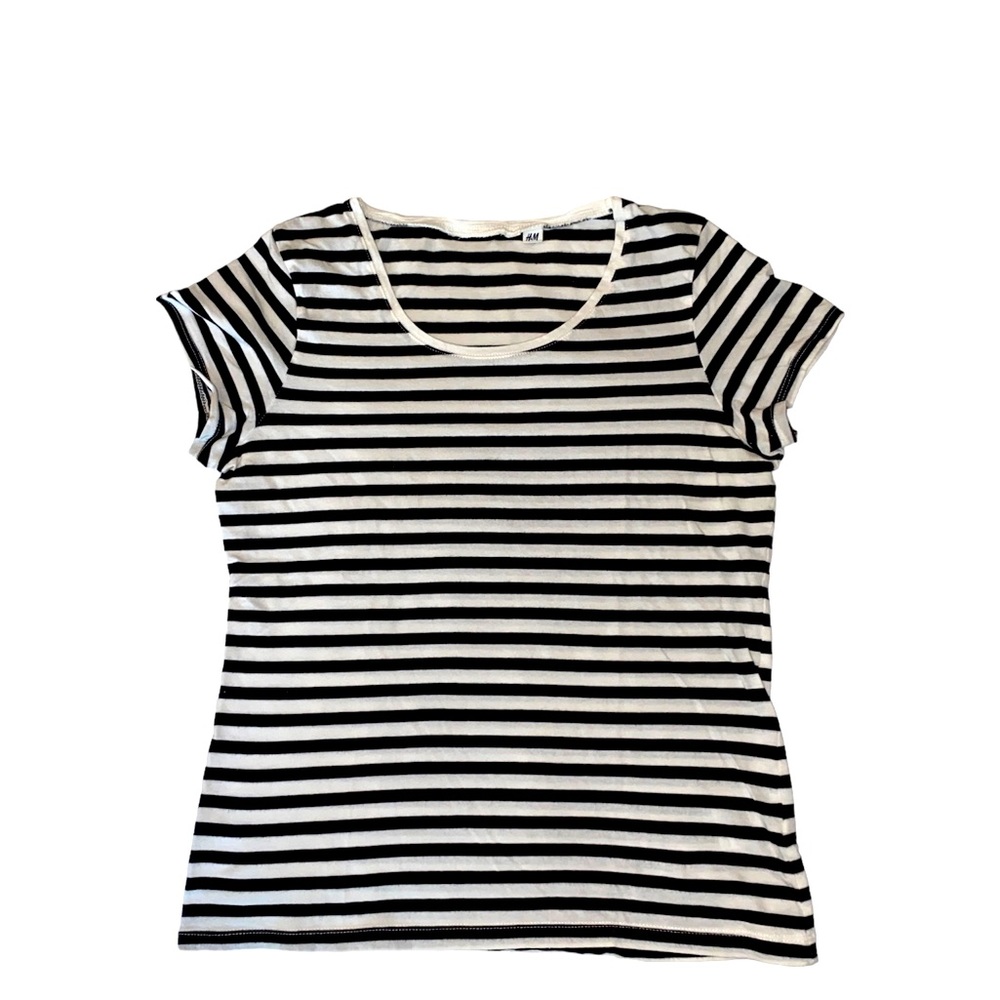 H&M Striped Cotton T-Shirt Short Sleeve Women’s Size Medium